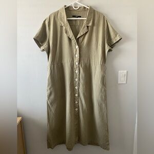 Quince 100% European Linen Button Front Dress Size XL